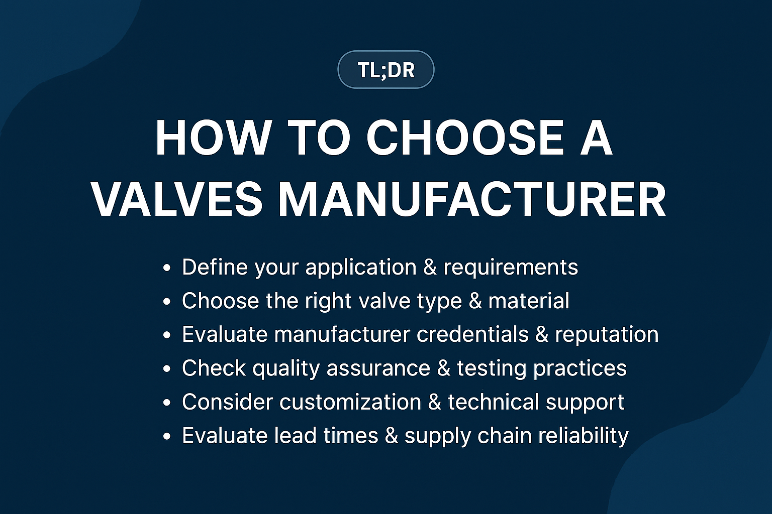 how to choose a valve manufacturer